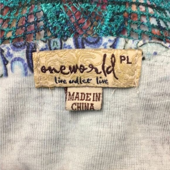 One World Women’s Sleeveless Scoop Neck Asymmetric Tunic, Blue, size PL - Picture 5 of 7